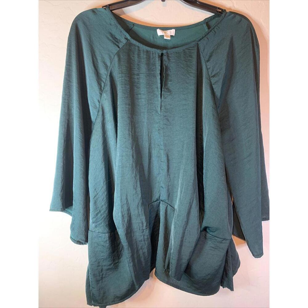 Charming Charlie Key‎ Hole Long Sleeve Tie Sides L Green 0169